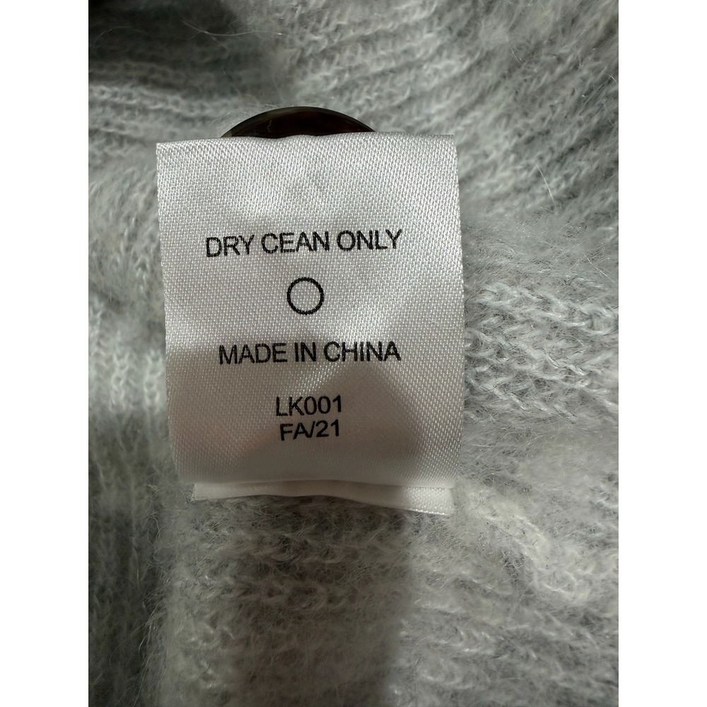 Quince Alpaca Wool Blend Ribbed Cardigan Sweater Light Gray Size Medium - Picture 6 of 6
